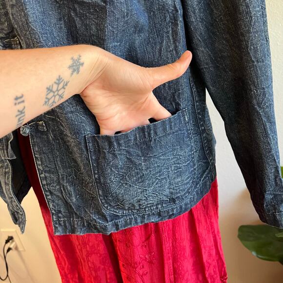 Ralph Lauren Cotton Denim Washed Worn Look Loop Button Chore Coat Size 1X - Picture 3 of 11